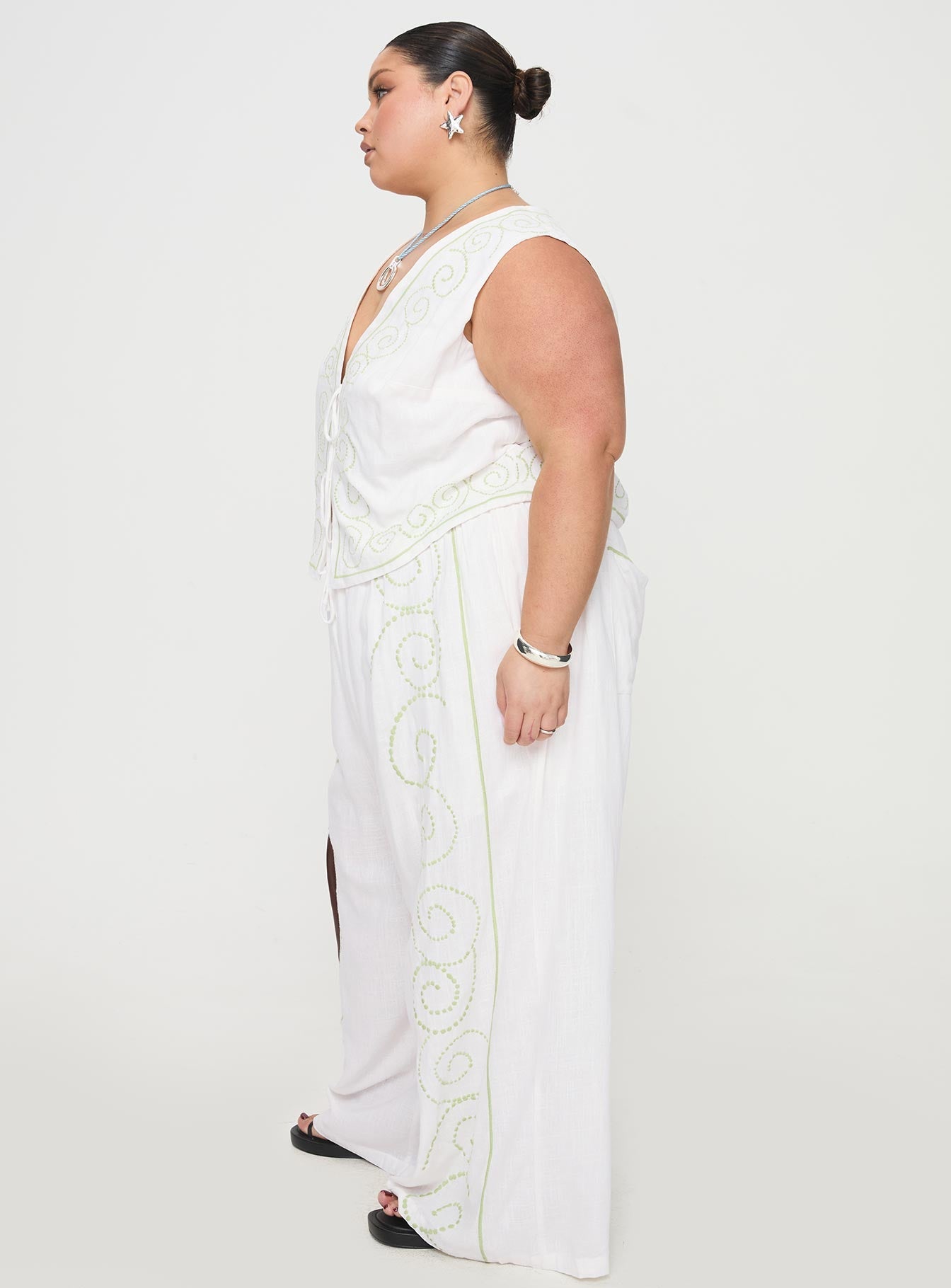 Kindred Pants White / Green Curve