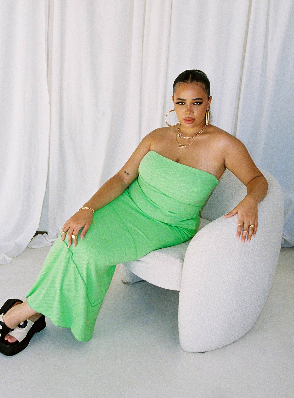 Oscar Midi Dress Green Curve