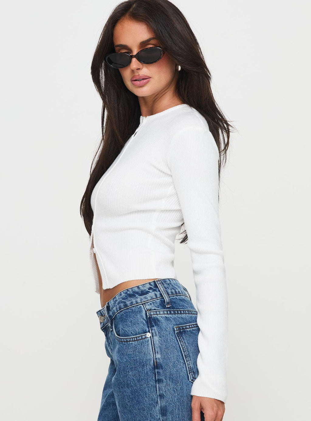 Suzu Long Sleeve Knit Top White