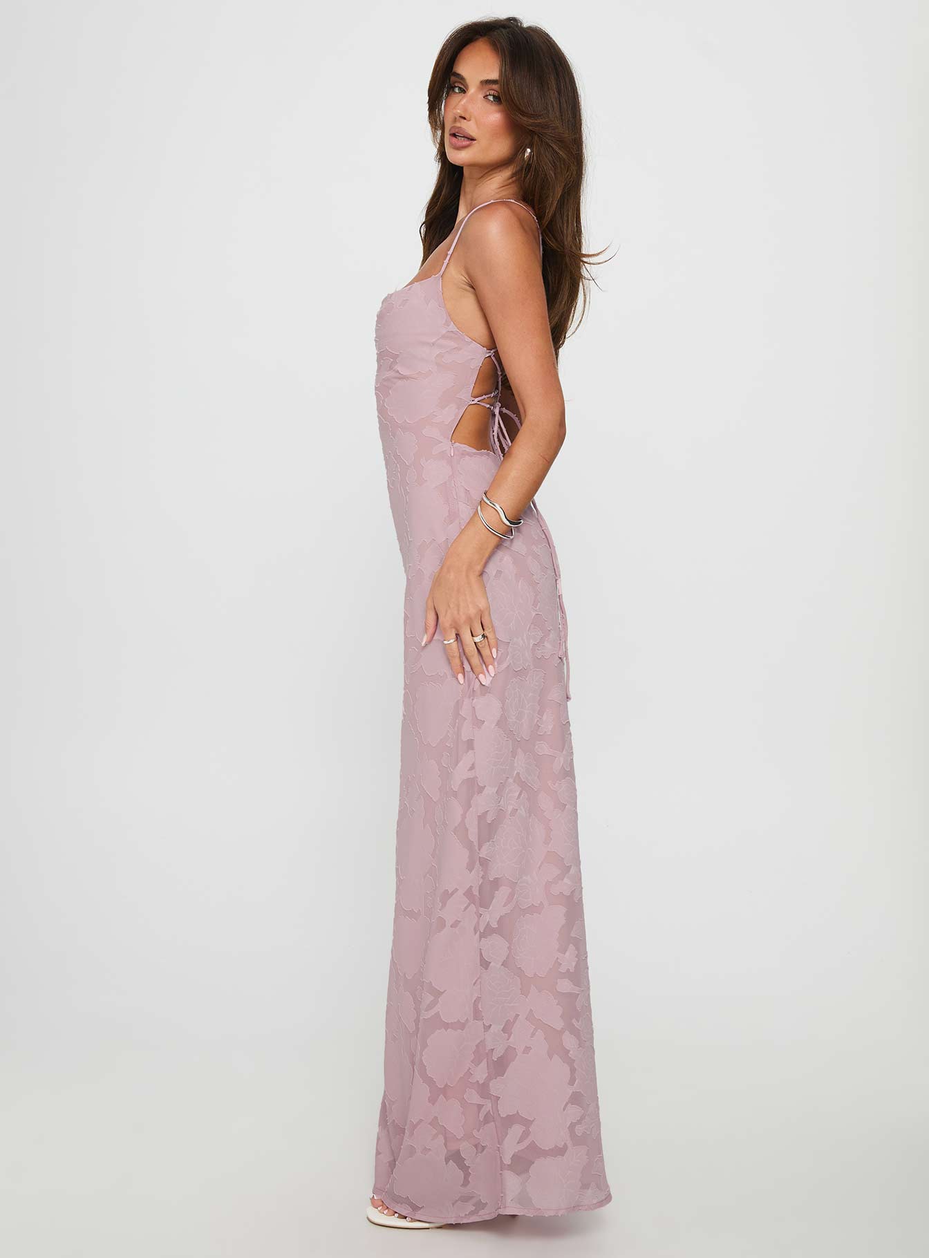 Celena Maxi Dress Light Pink Burnout