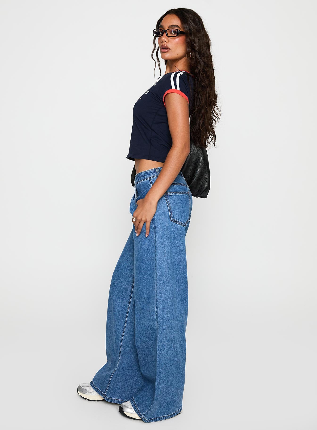 Supercut Low Rise Baggy Pleat Jeans Mid Blue