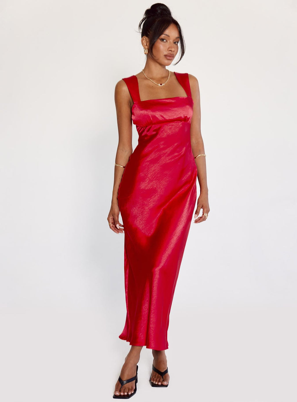 Radioactive Bias Cut Maxi Dress Red