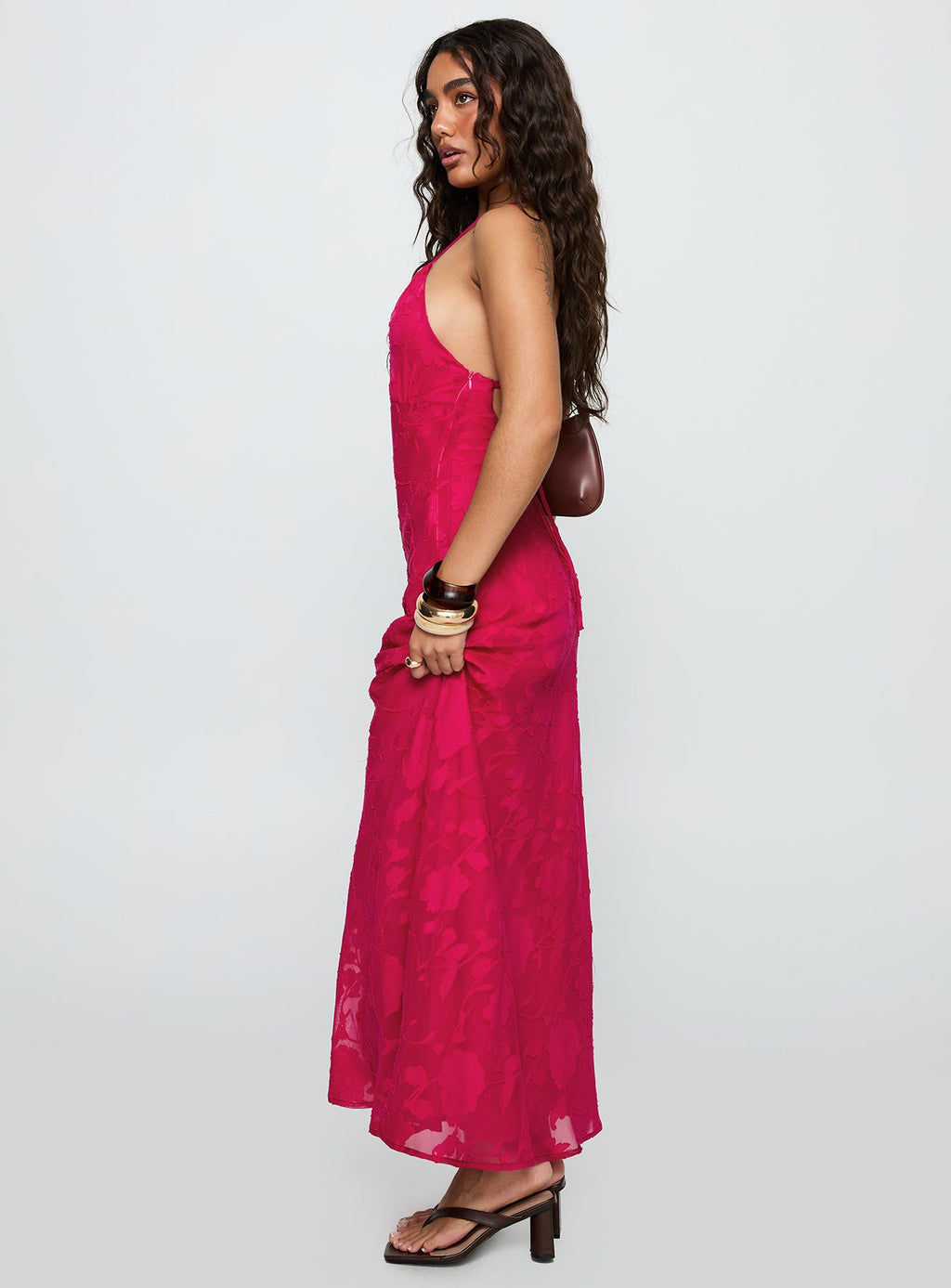Magnetic Halter Maxi Dress Hot Pink