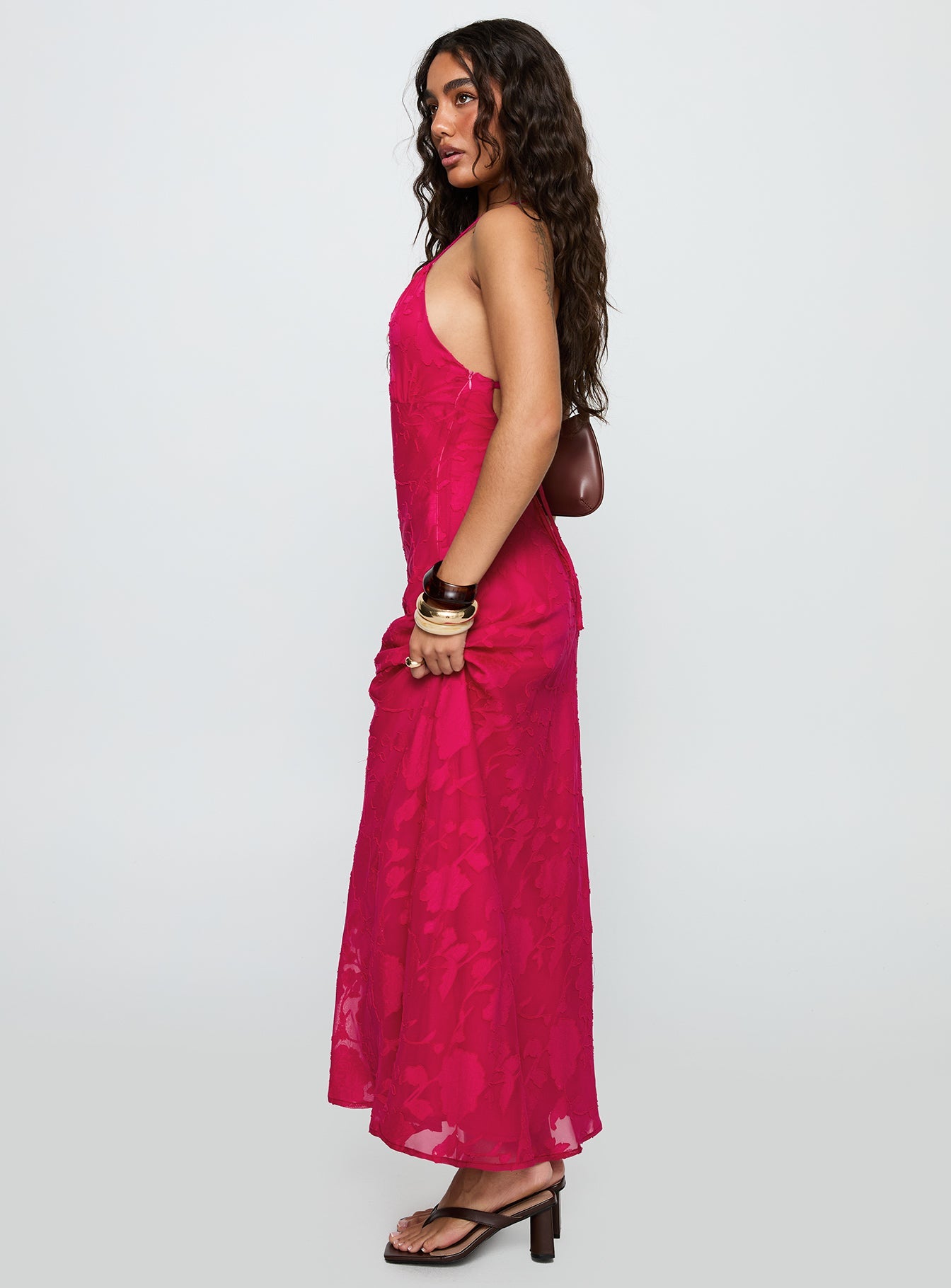 Magnetic Halter Maxi Dress Hot Pink