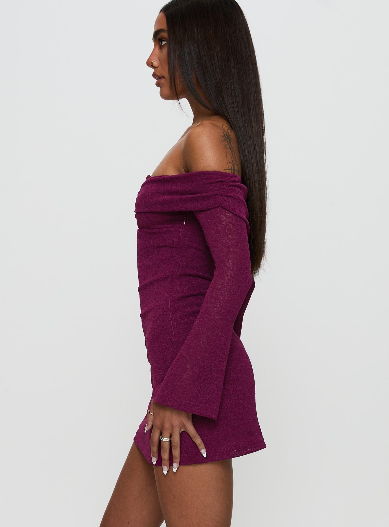 Firenza Long Sleeve Mini Dress Purple