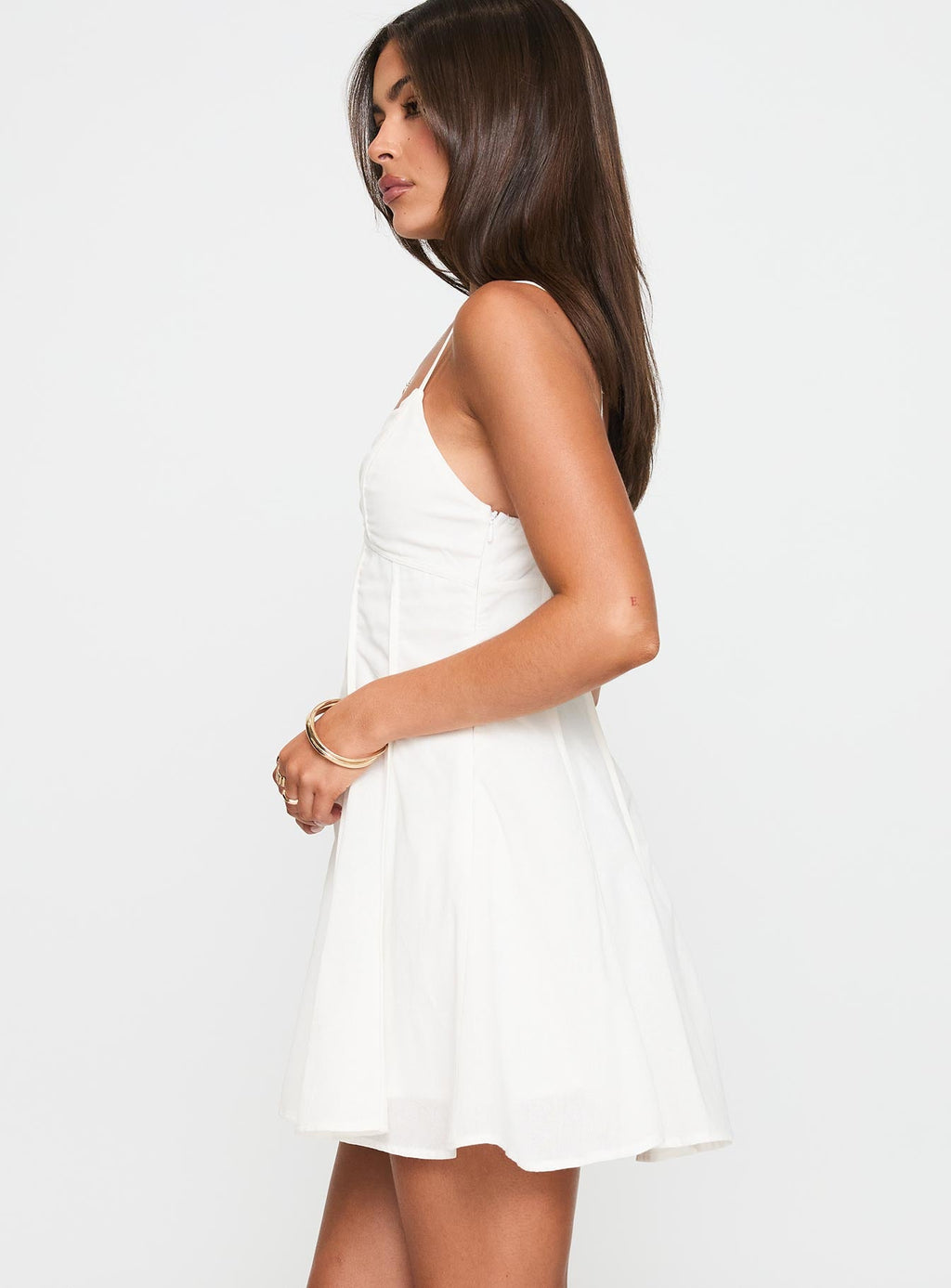 Libertie Pleat Mini Dress White