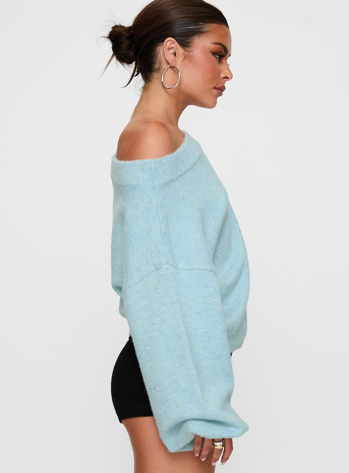 Noble Off The Shoulder Jumper Blue