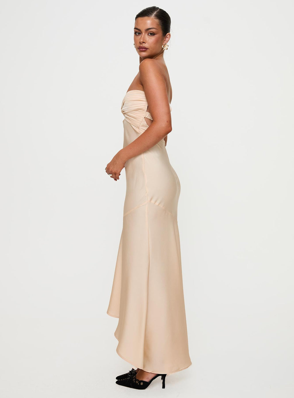 Stand A Chance Twist Detail Maxi Dress Champagne