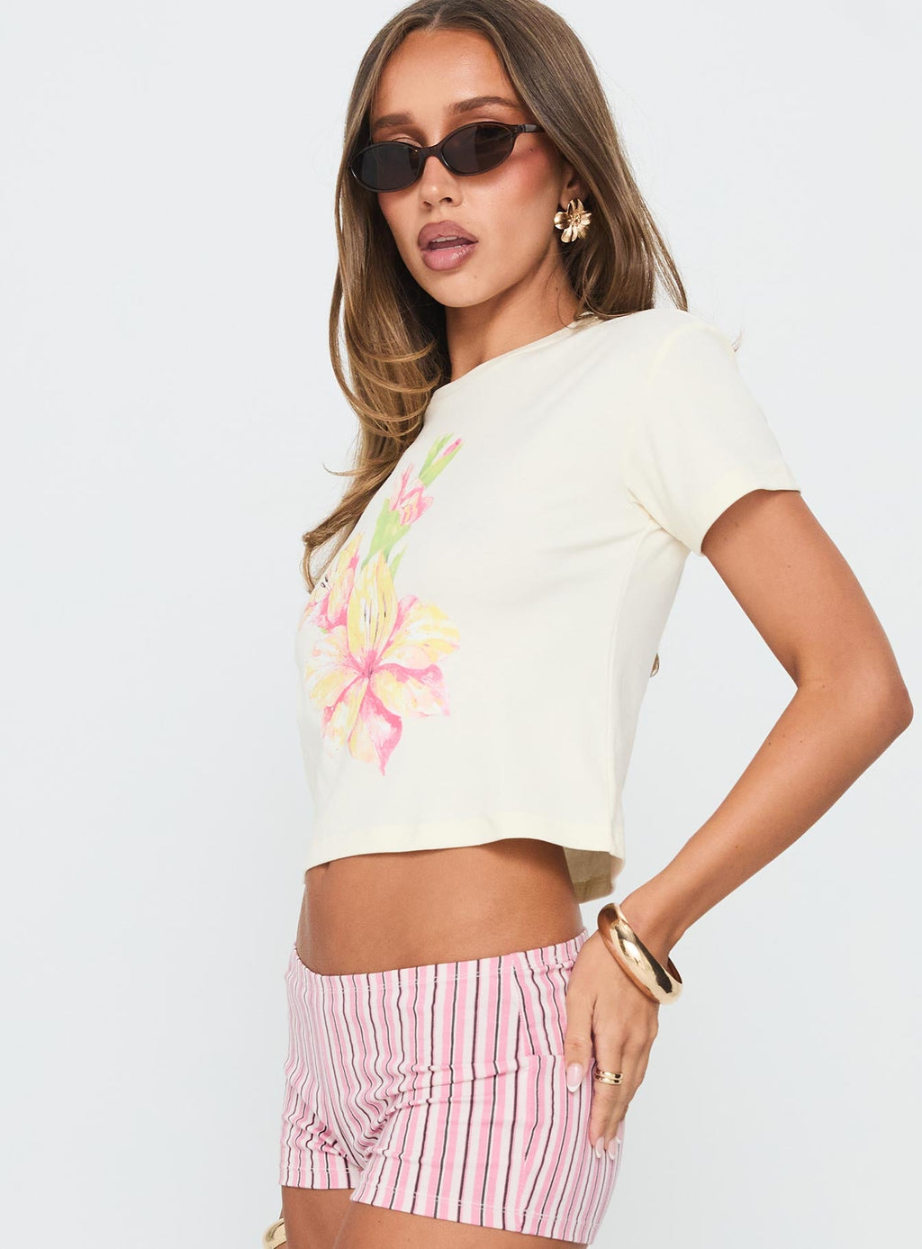 Sunday Flowers Graphic Top Cream