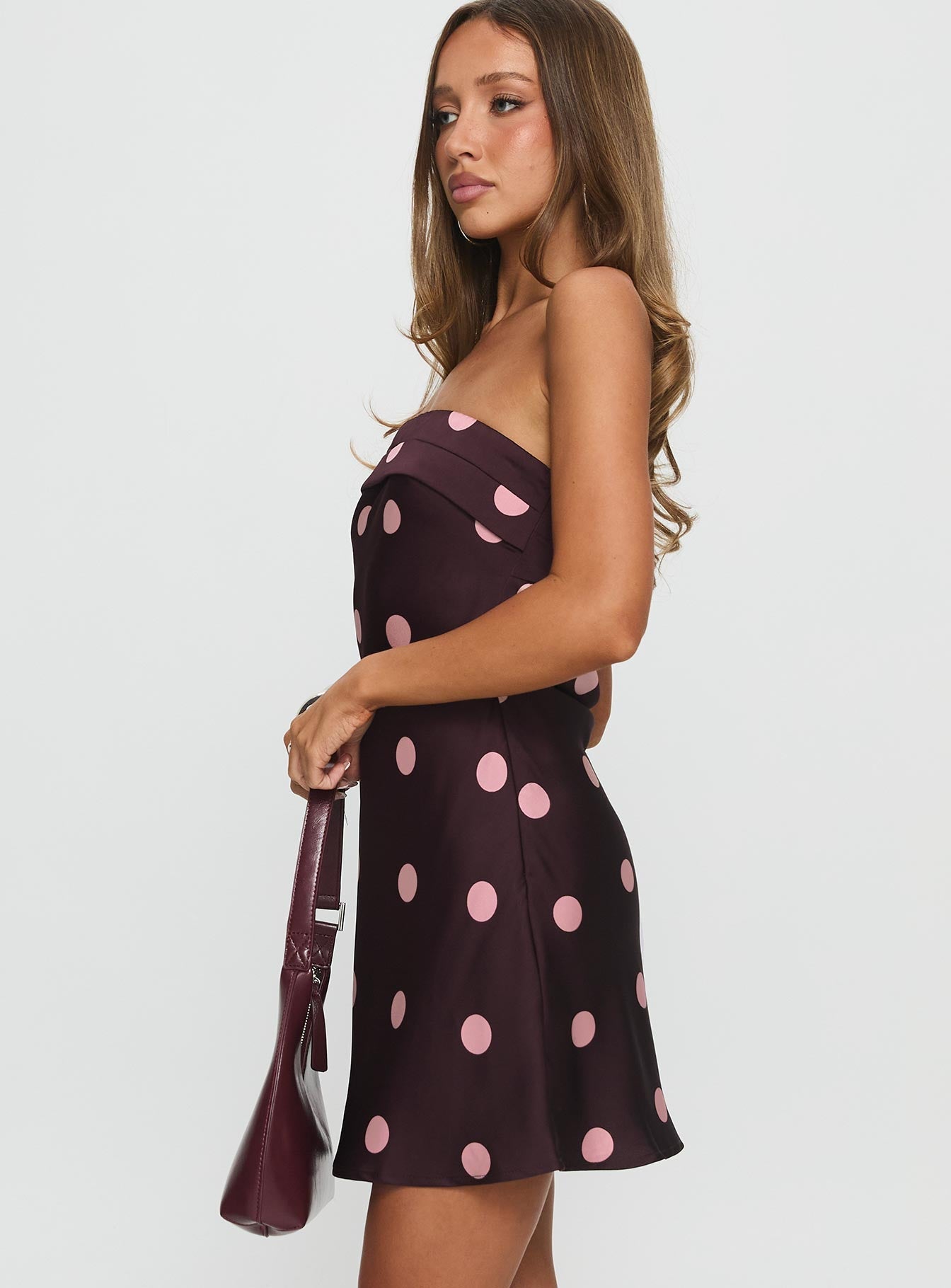 Phillipa Mini Dress Plum / Pink Polka Dot