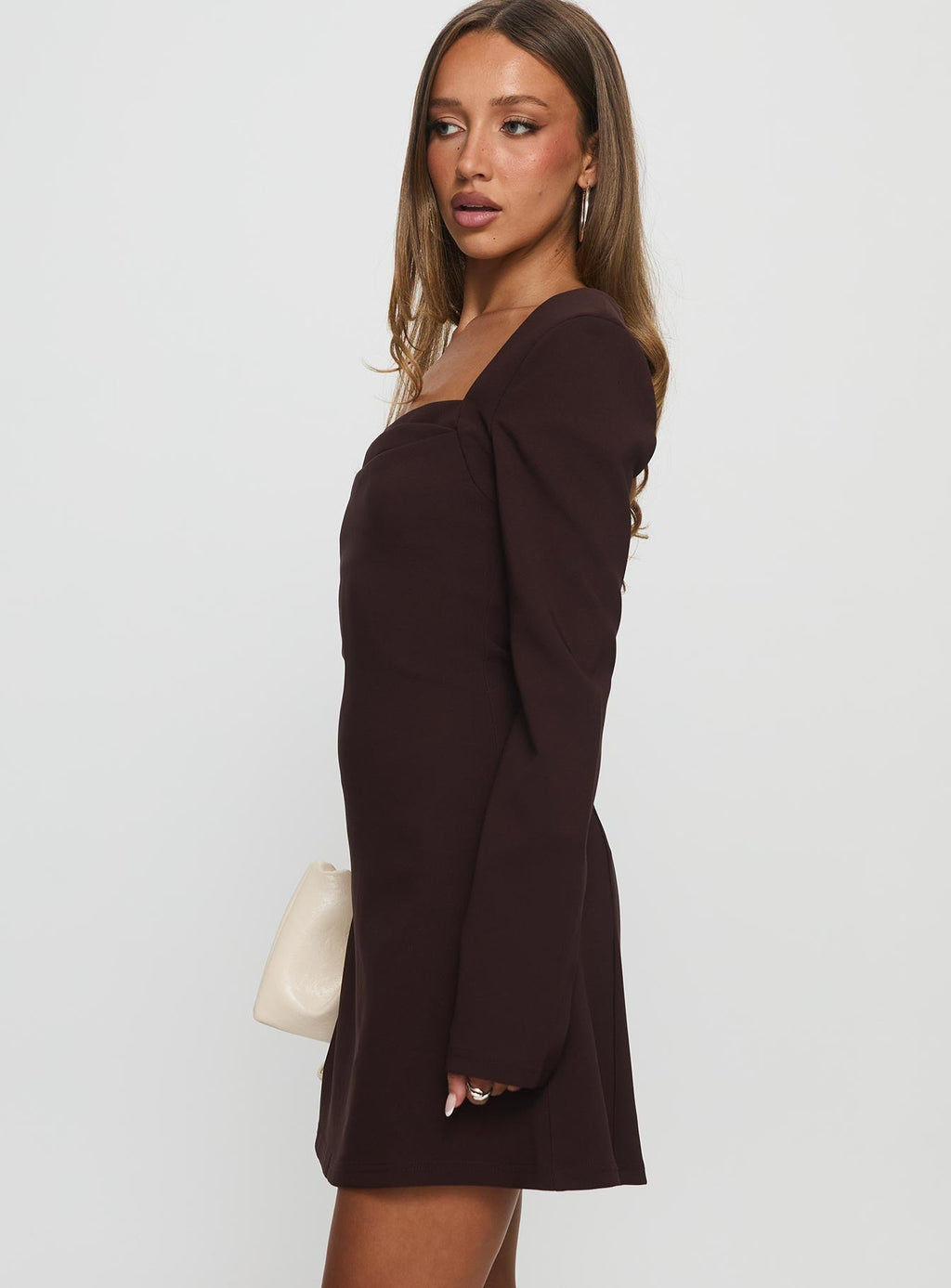 Avonlea Long Sleeve Mini Dress Brown