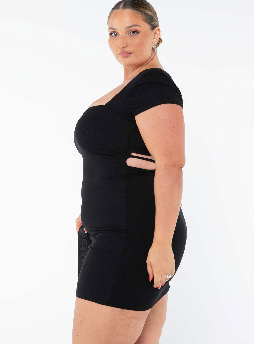 Nolan Short Sleeve Mini Dress Black Curve