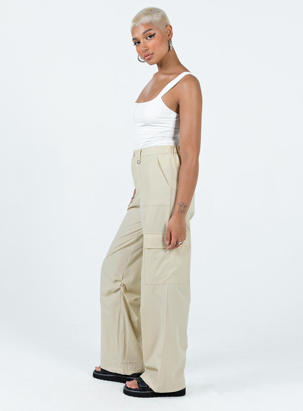 Pegley Nylon Cargo Pants Beige