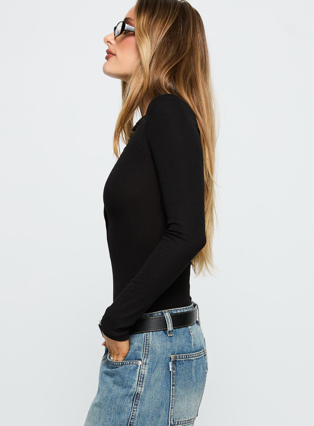 Kandis Long Sleeve Bodysuit Black