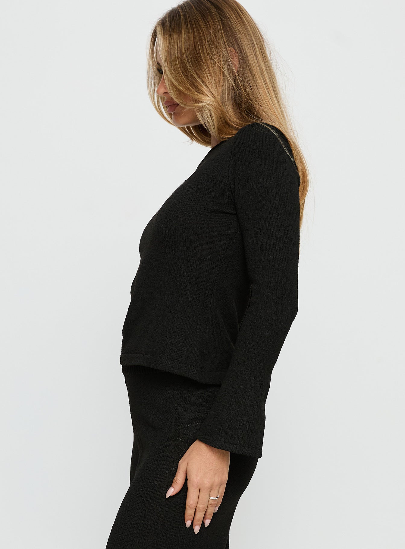 Jaede Off Shoulder Knit Sweater Black