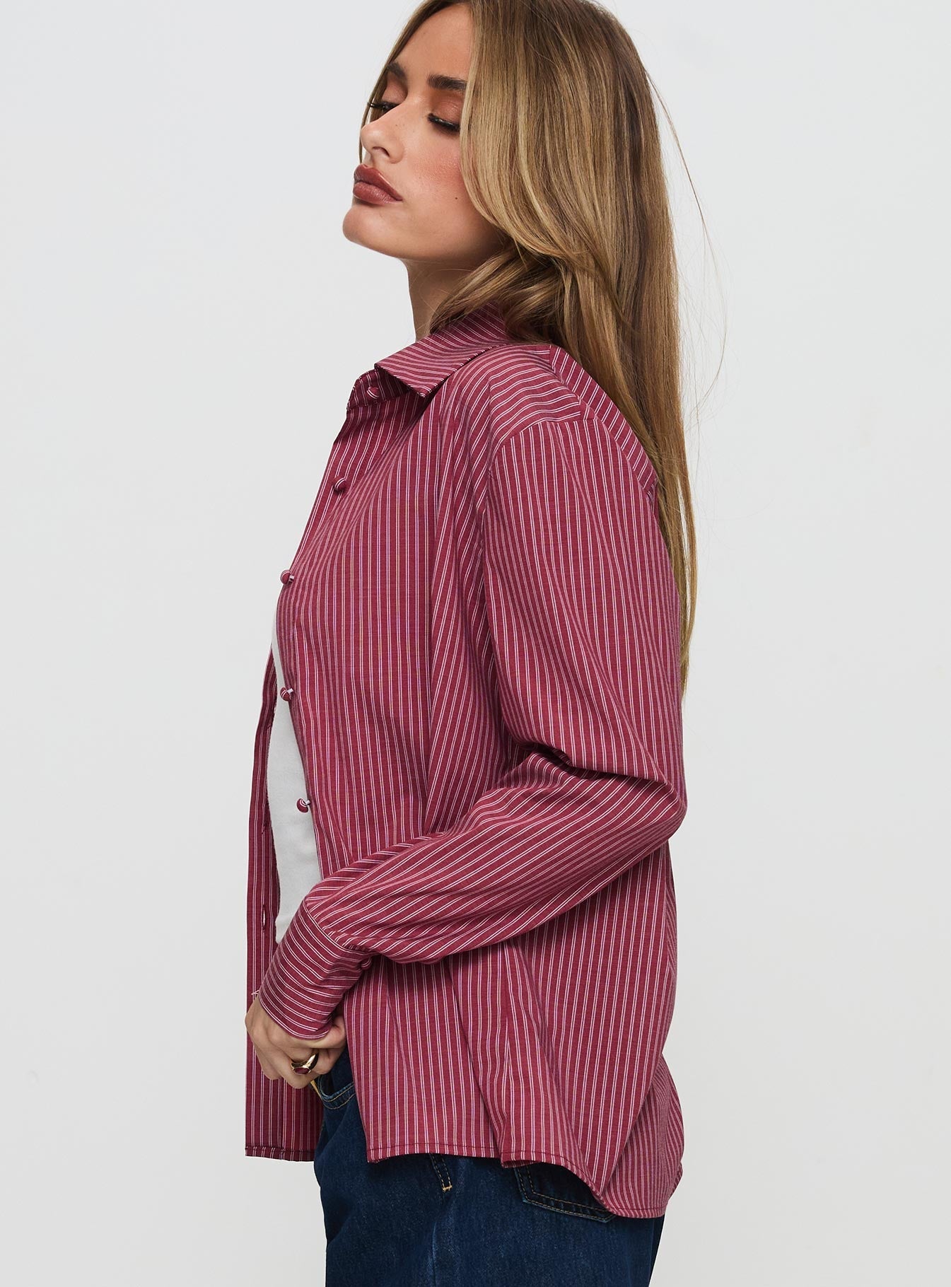 Mandisa Long Sleeve Top Red Stripe