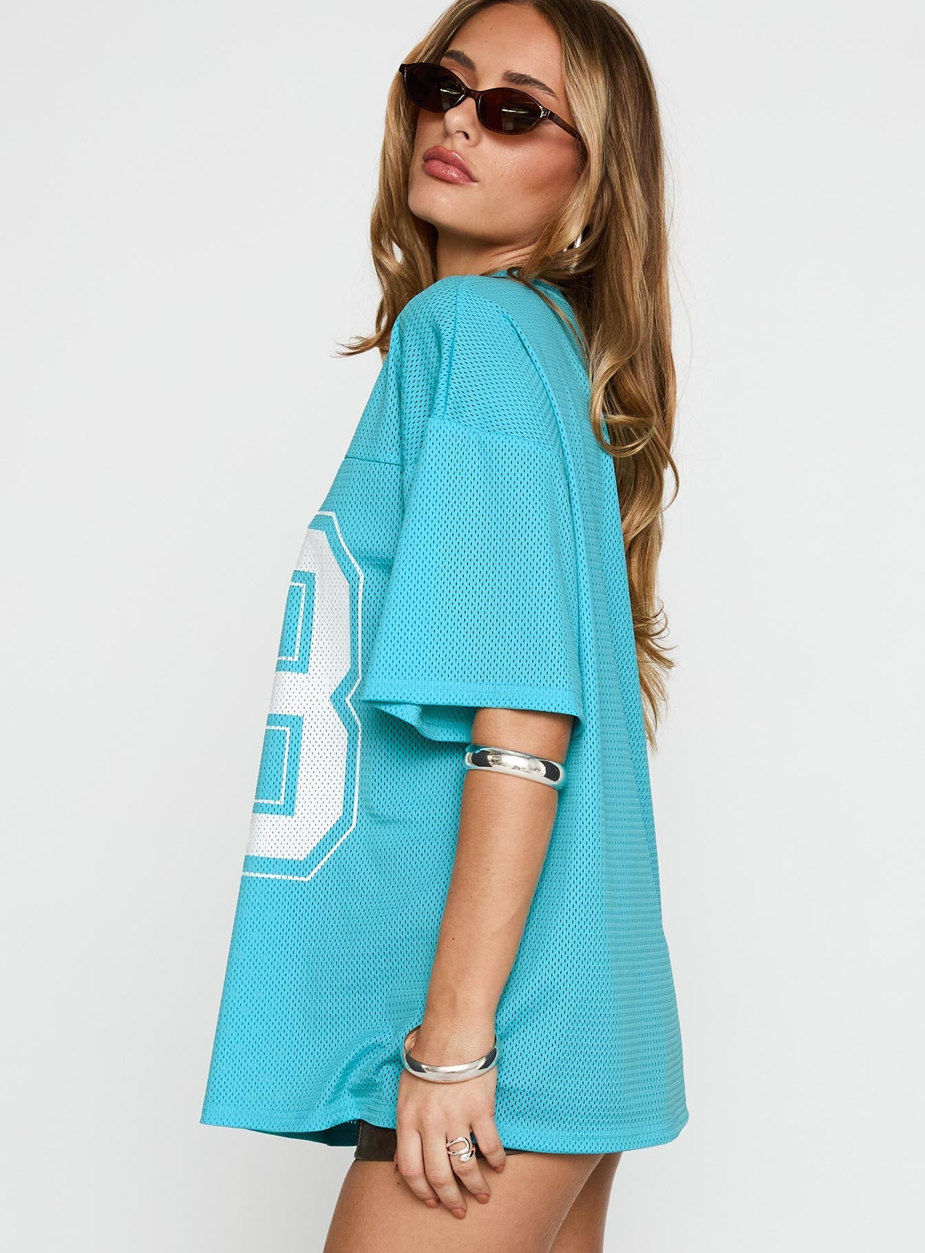 98 Sports Oversized Graphic Tee Blue