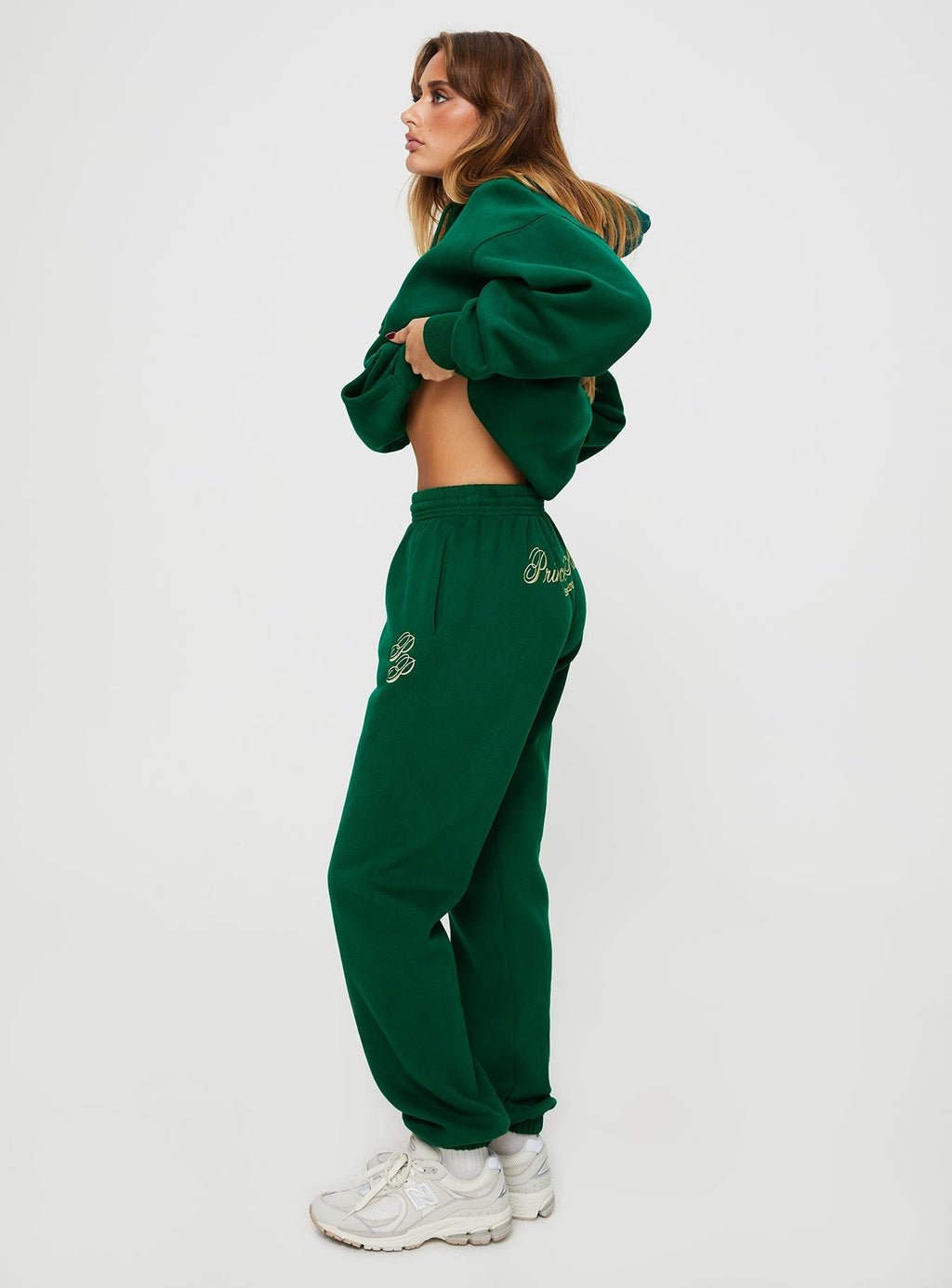 Princess Polly Track Pants Script Green / Ivory