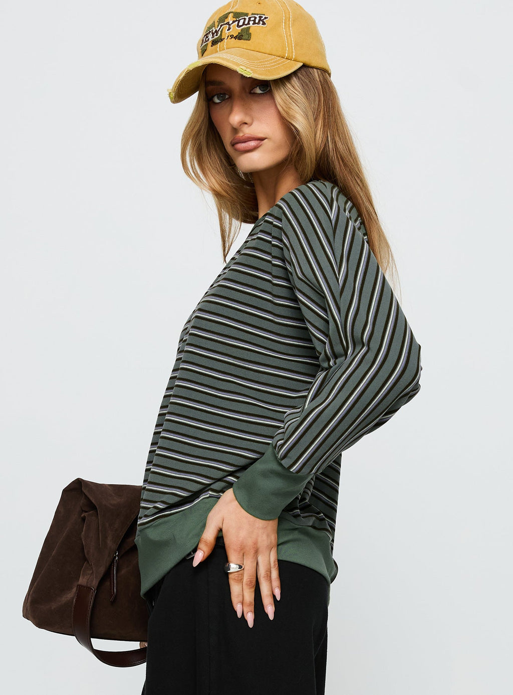 Zaylah Contrast Cuff Jumper Green