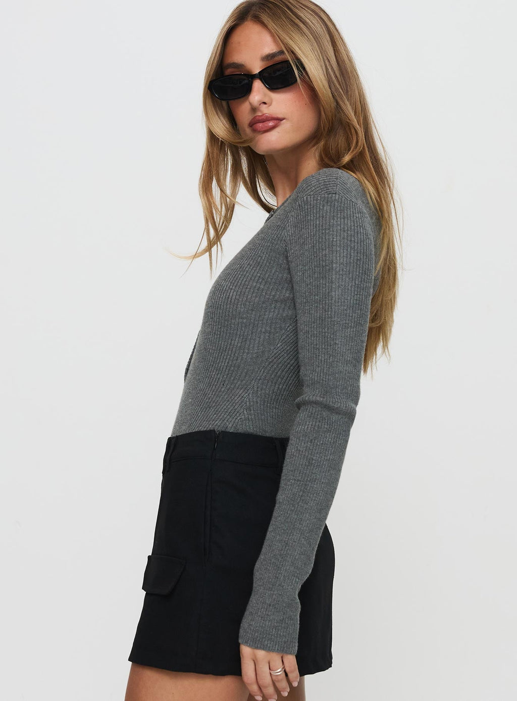 Kerra Long Sleeve Bodysuit Charcoal