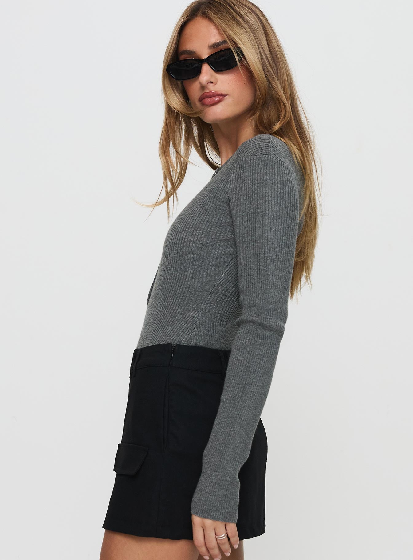 Kerra Long Sleeve Bodysuit Charcoal