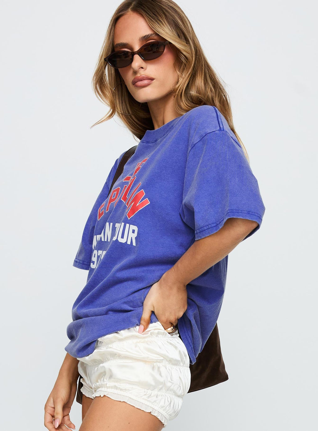 Led Zeppelin Vintage Oversized Graphic Tee Blue