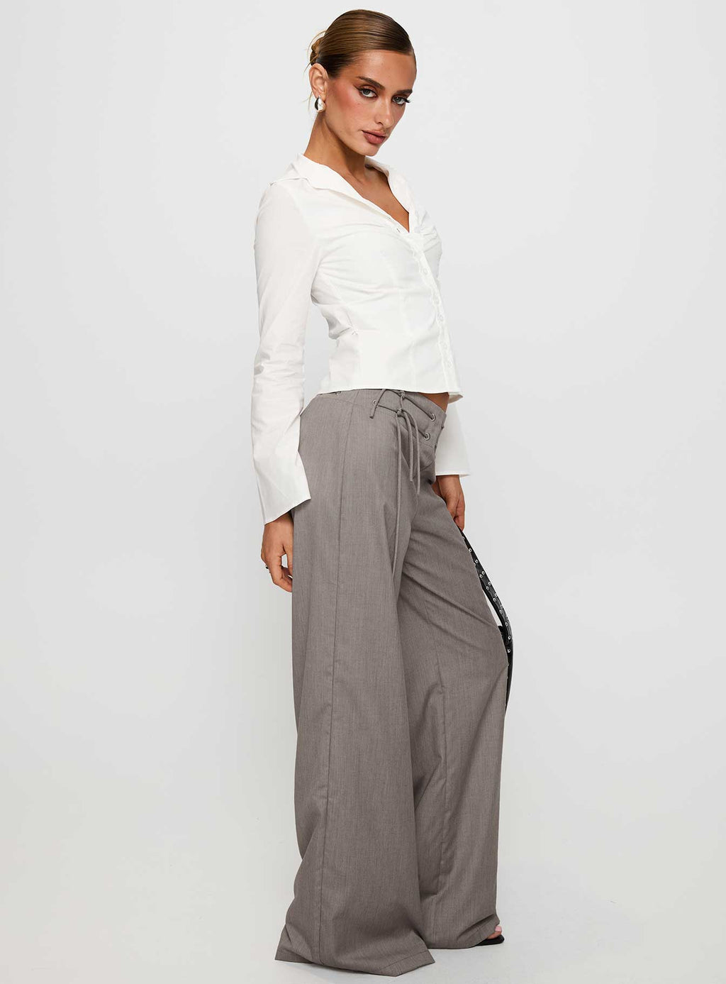 Just Have Fun Wide Leg Pant Grey Petite