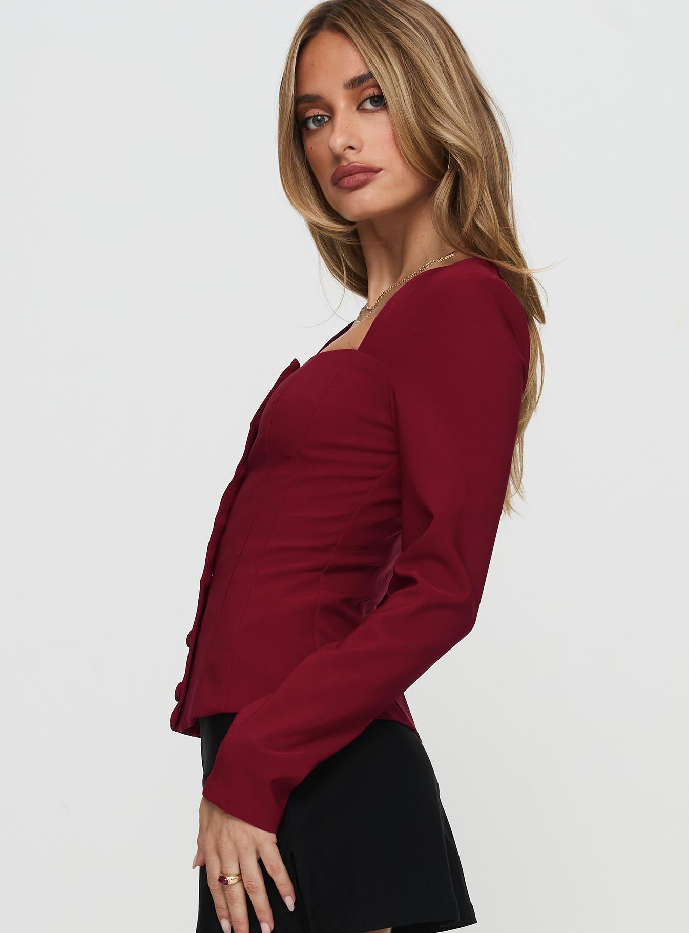 Gaskin Long Sleeve Top Burgundy