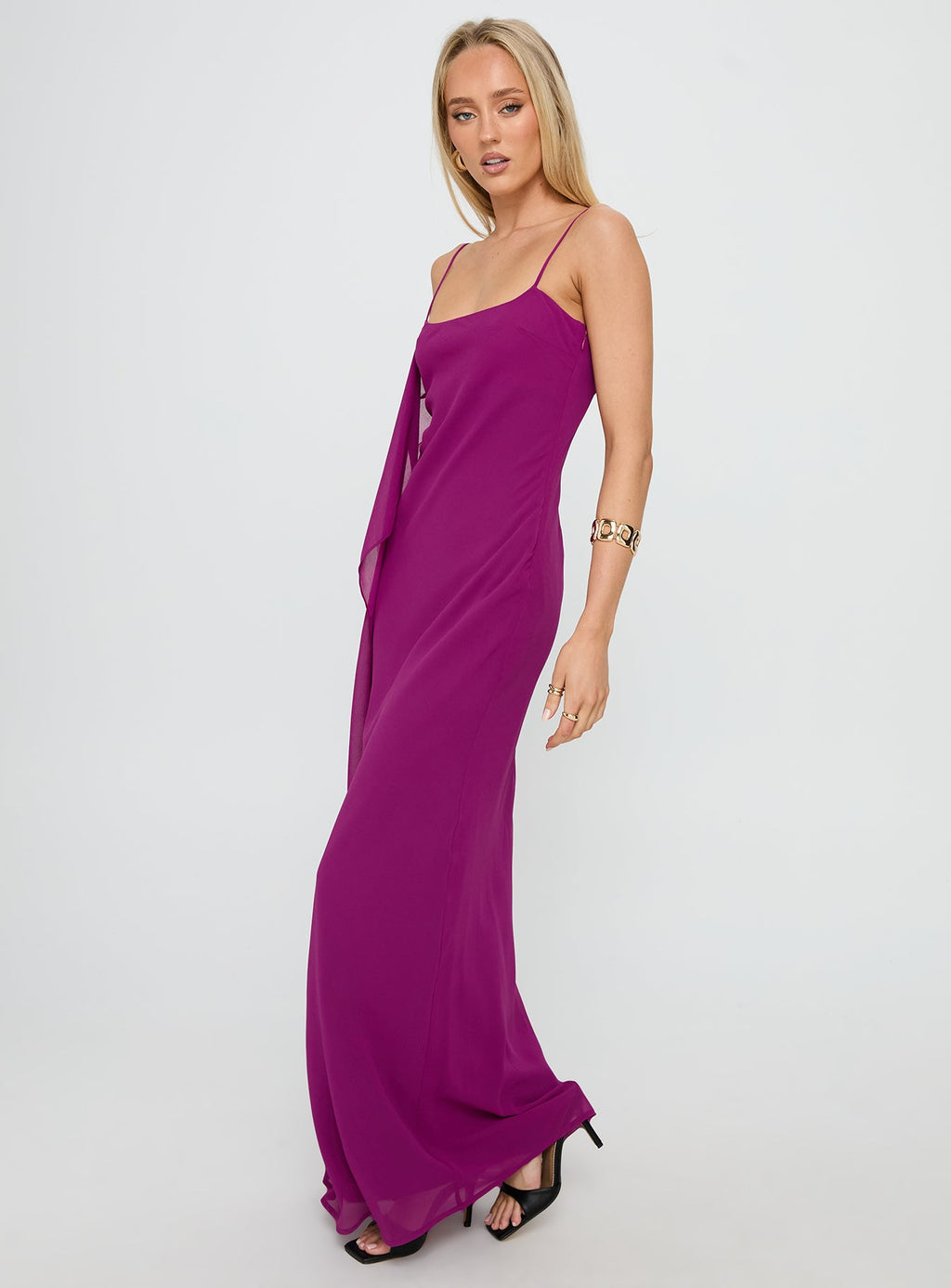 Syrina Cowl Neck Scarf Maxi Dress Berry
