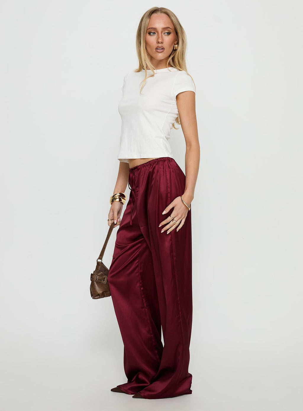 Soulstar Satin Pants Wine