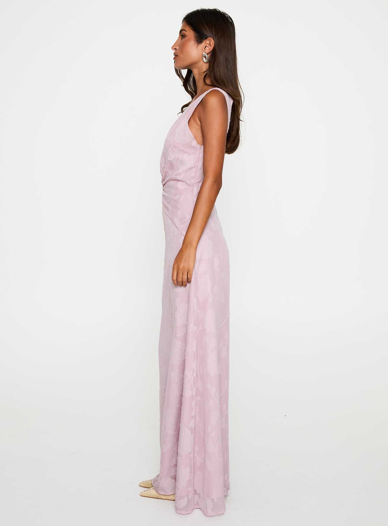 Frederica Plunge Burnout Maxi Dress Mauve