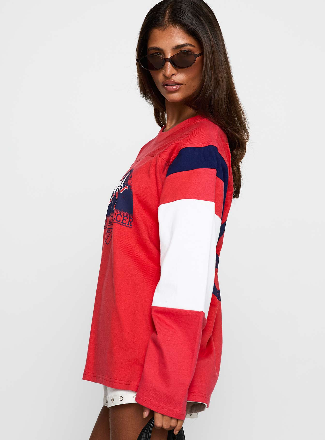 MLS 96 Retro Oversized Long Sleeve Top Red