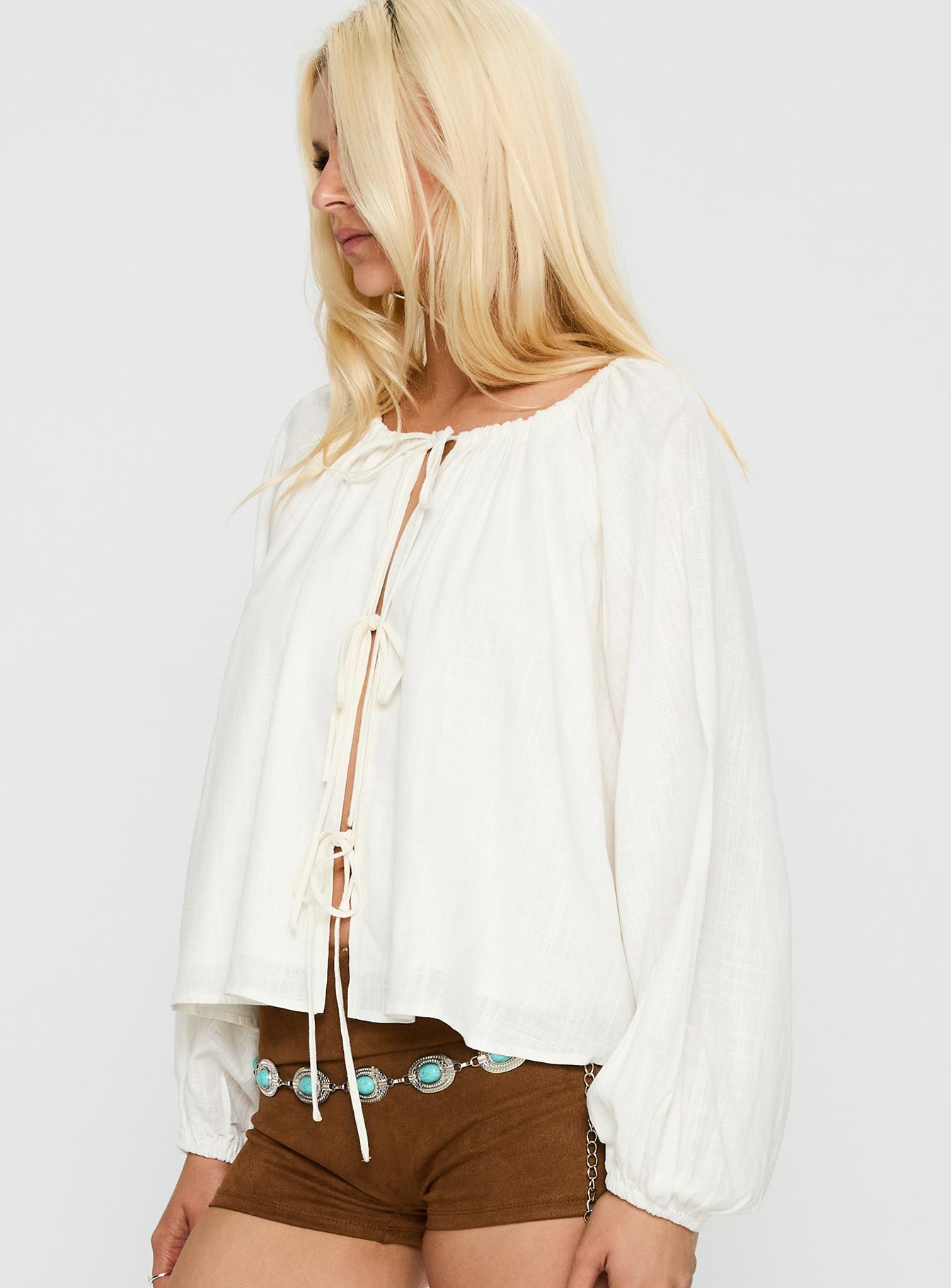 Somebody Else Tie Up Top White