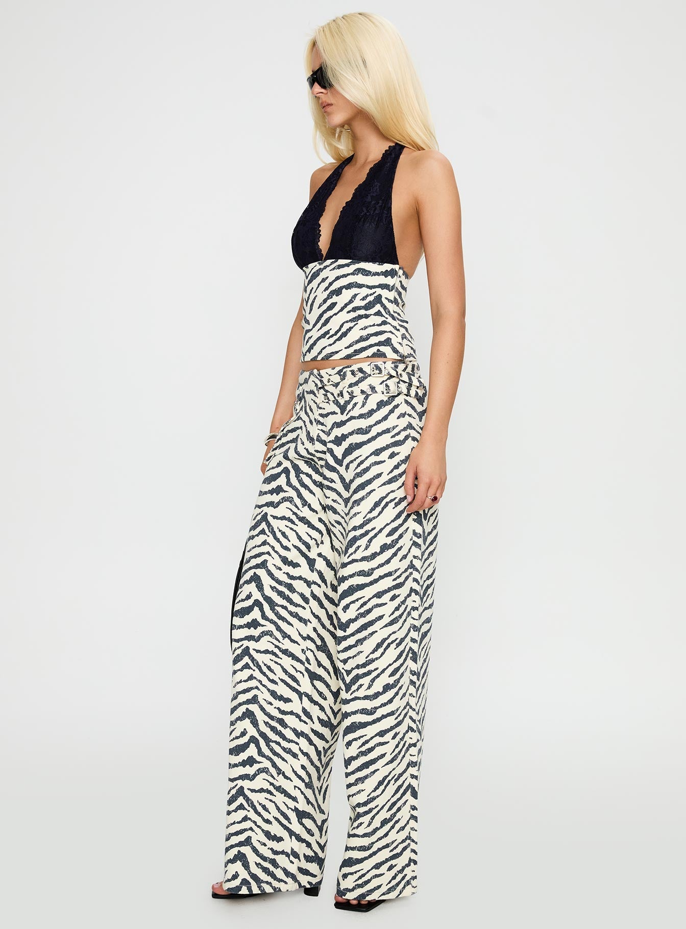 Paltrow Mid Rise Wide Leg Cargo Jeans Zebra