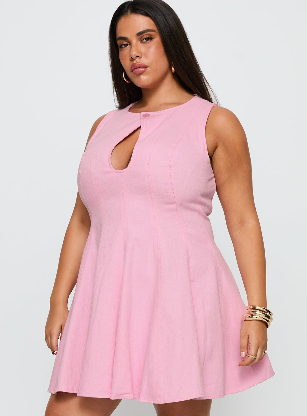 Precedence Keyhole Mini Dress Pink Curve