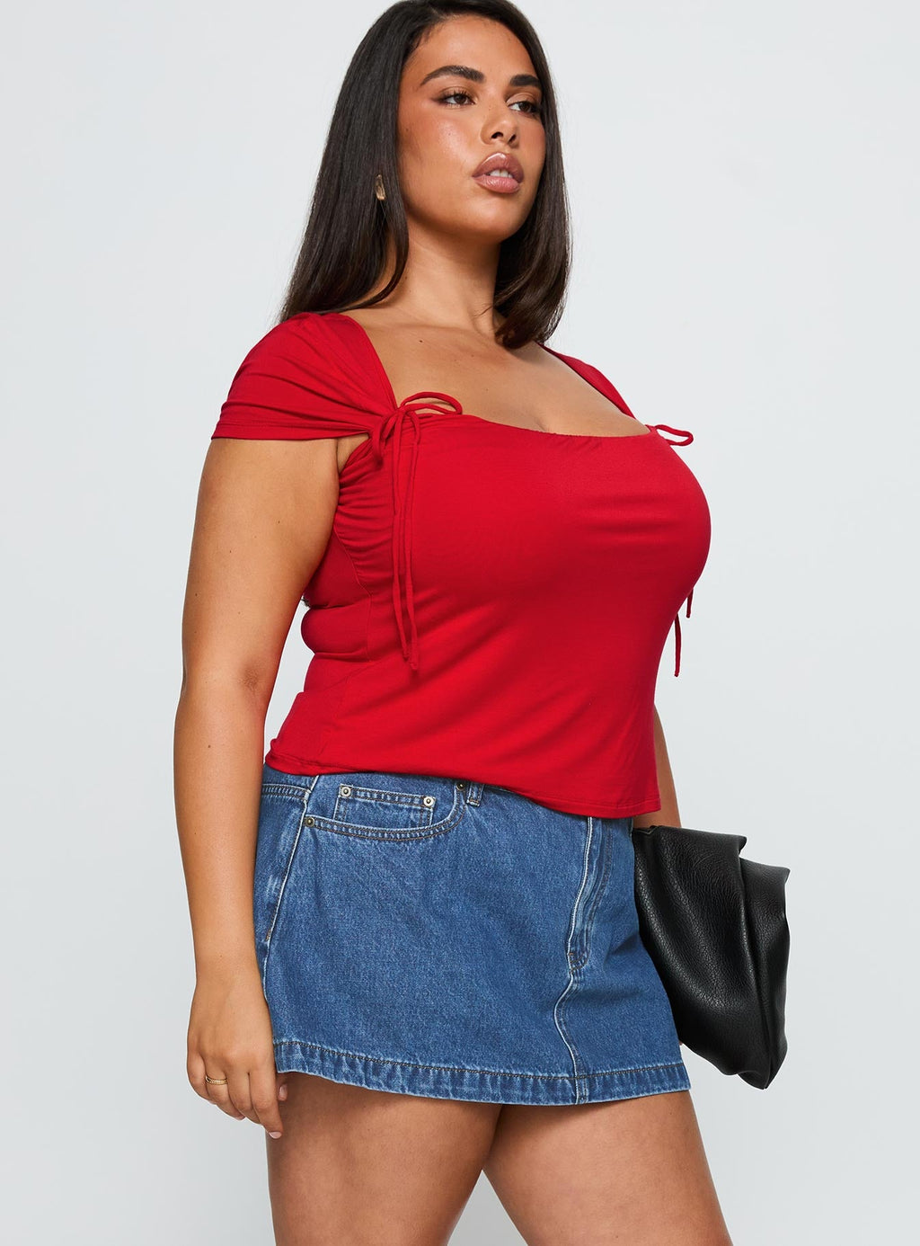 Nicolina Low Rise Denim Mini Skirt Light Wash Curve