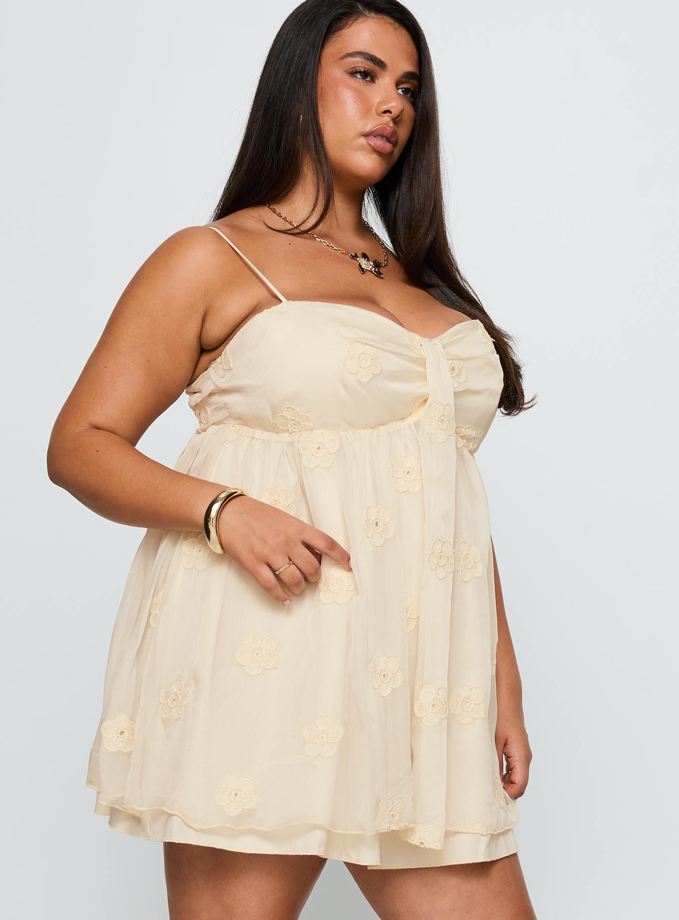 Sparks Fly Mini Dress Cream Curve