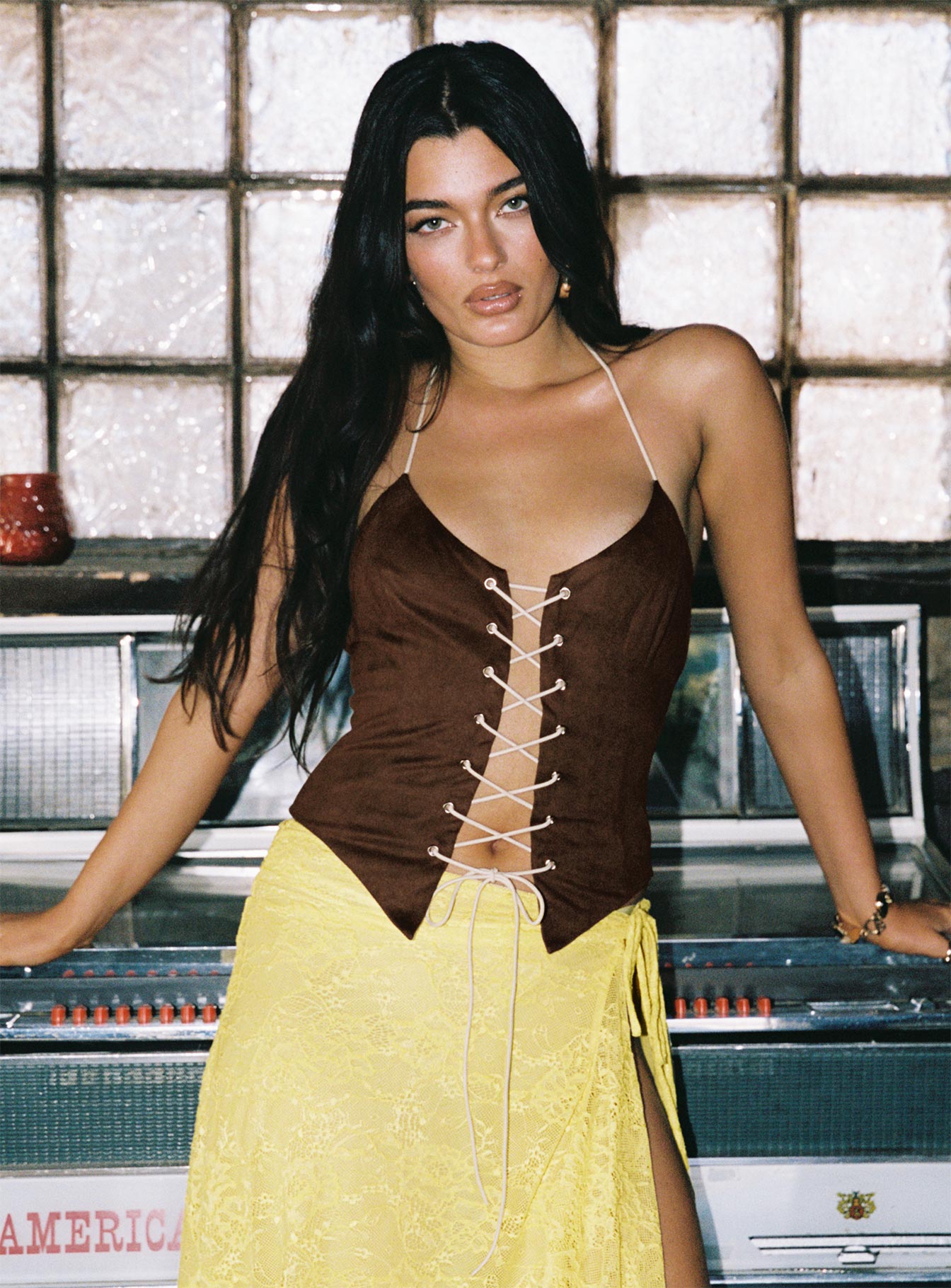 Dawn To Dusk Faux Suede Top Brown