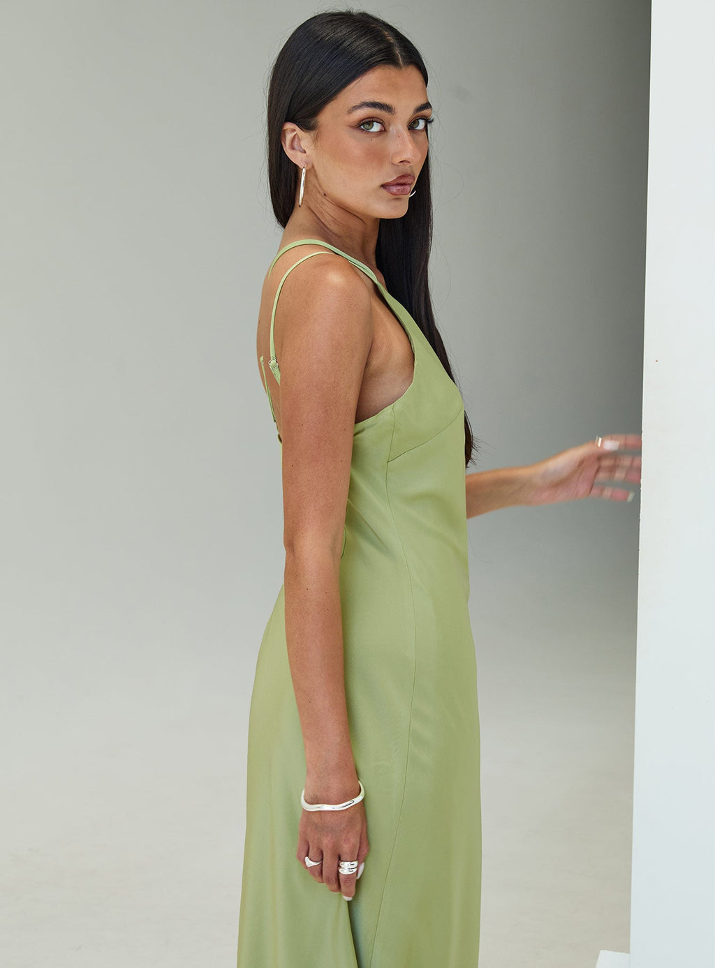 Nehemiah One Shoulder Maxi Dress Green