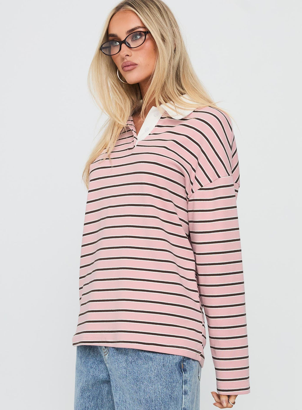 High Regard Collared Jersey Pink Stripe