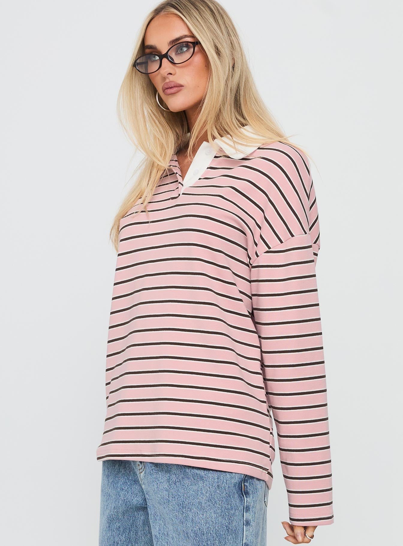 High Regard Collared Jersey Pink Stripe