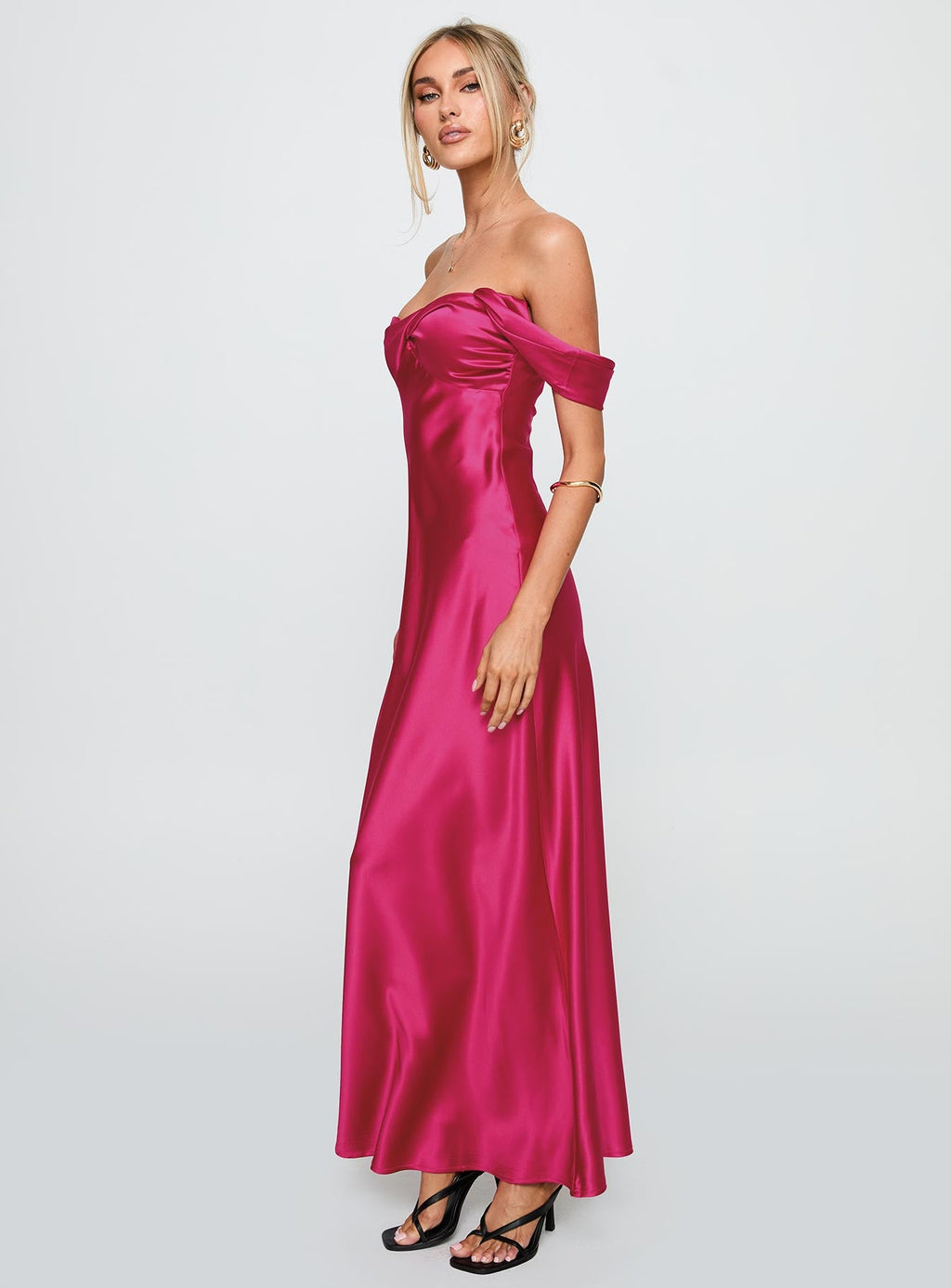 Live For You Off The Shoulder Maxi Dress Hot Pink