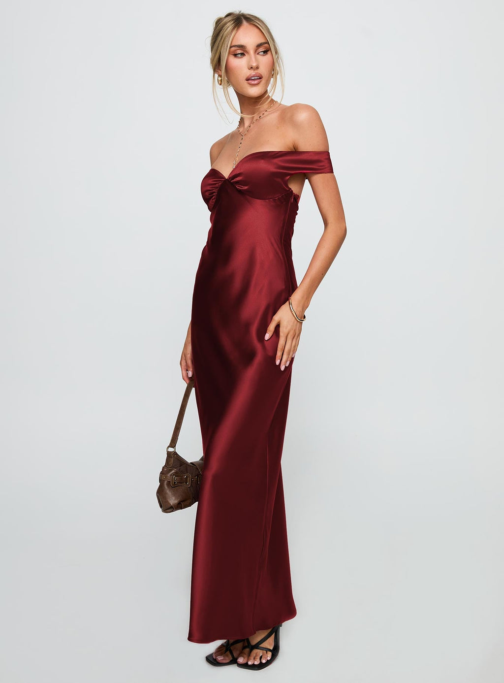 Heartthrobs Off The Shoulder Maxi Dress Red