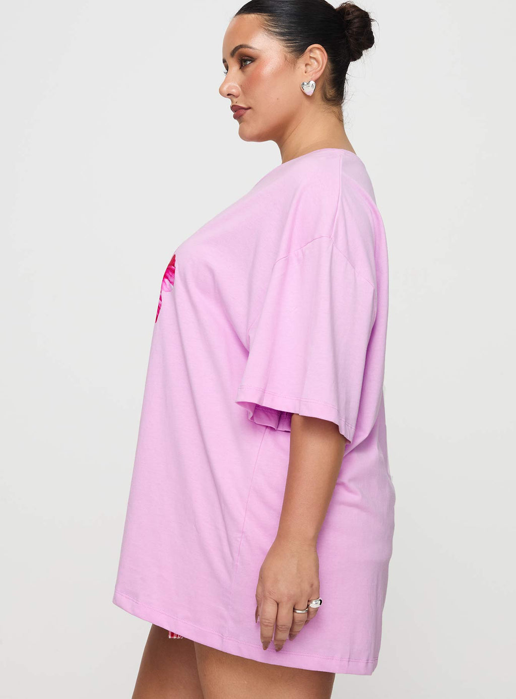 Hibiscus Haven Oversized Tee Pink Curve