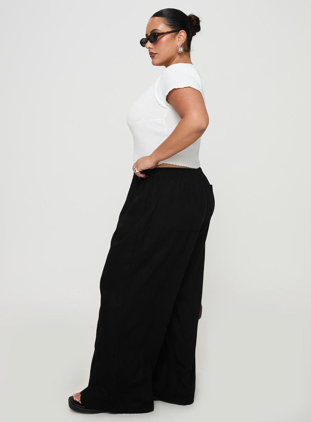Louis Linen Blend Pants Black Curve