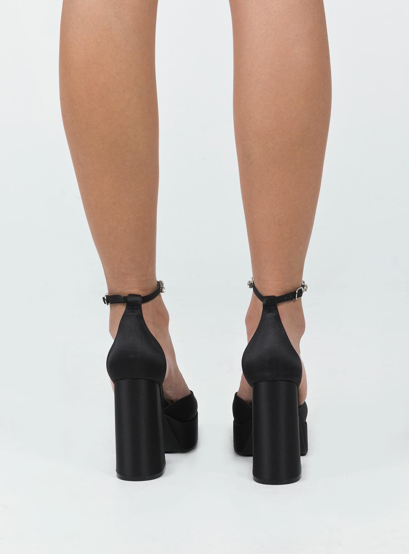 Solis Platform Ankle Strap Heels Black