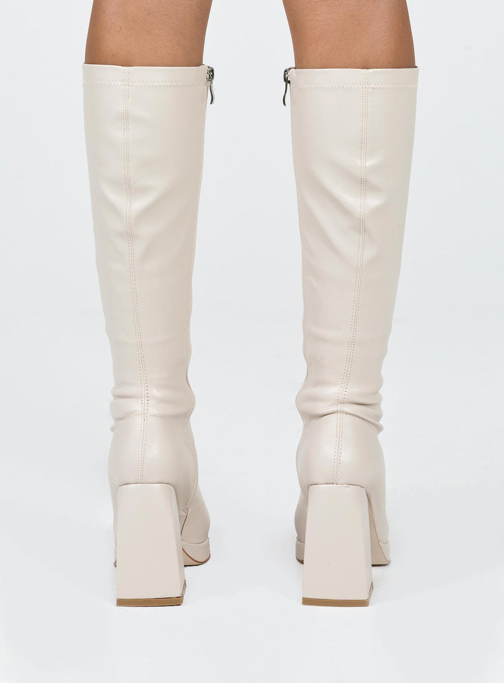Zayas Knee High Boots Beige