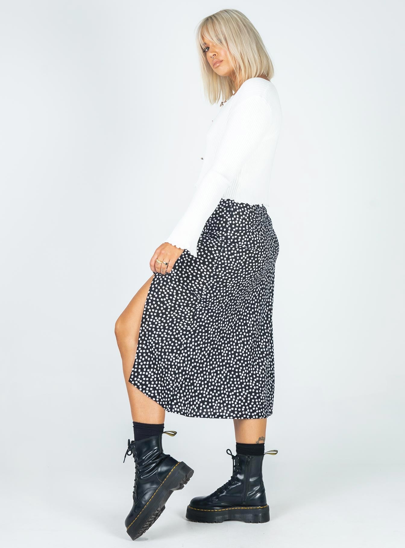 Mabel Midi Skirt Black/White