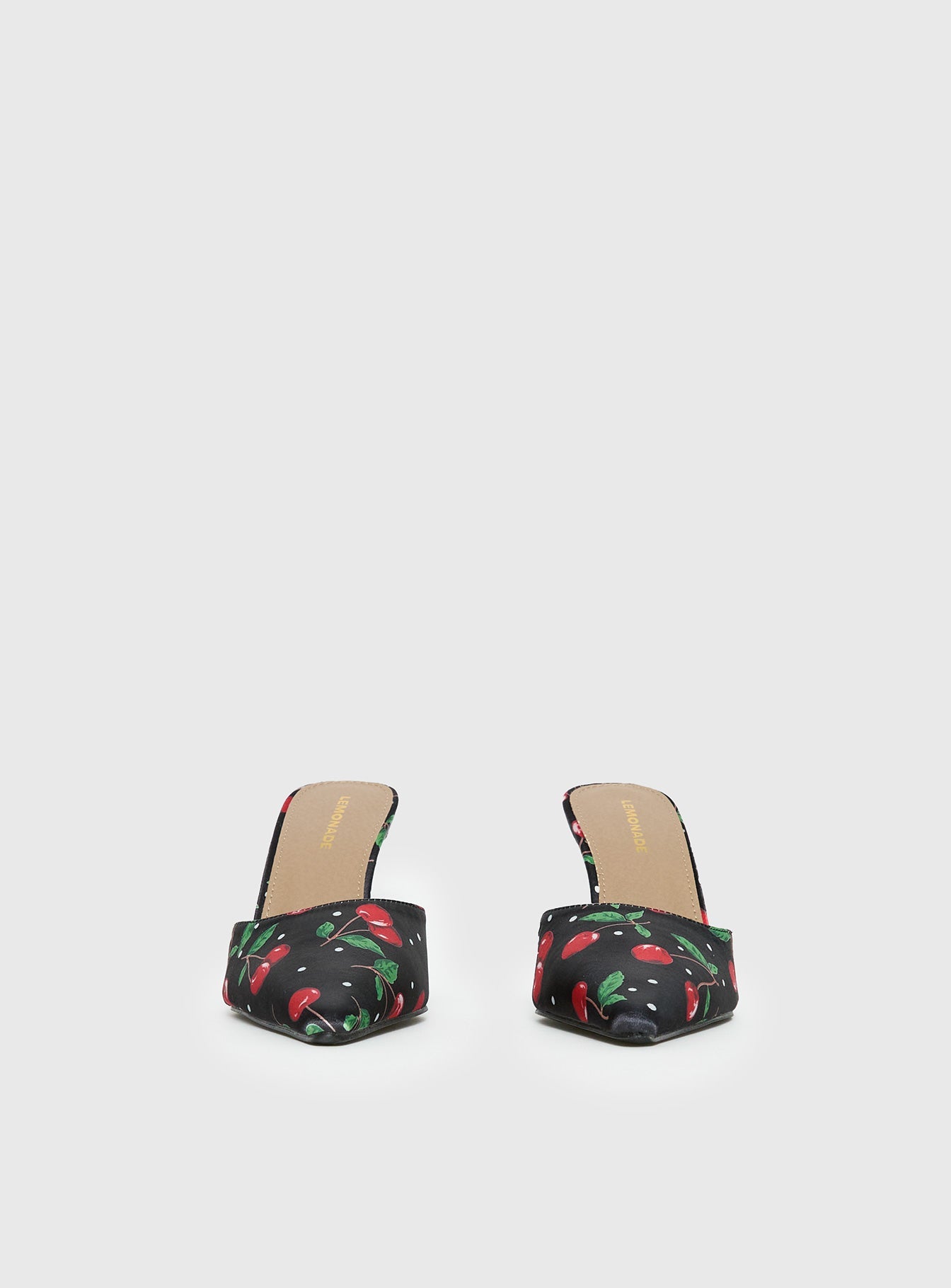Cherry Season Pointed Toe Heels Black Multi