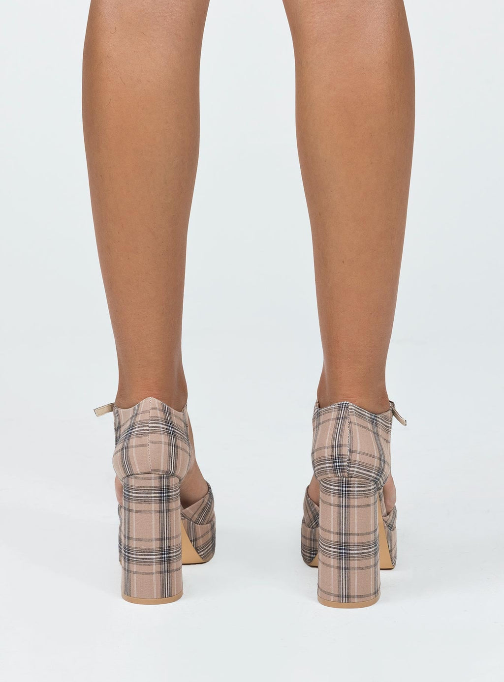 Chabert Platform Heels Beige Plaid